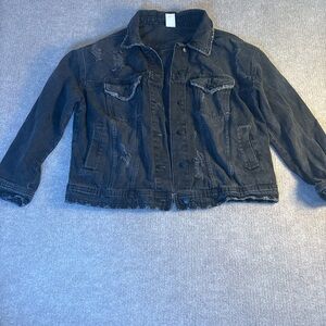 Black Distressed Denim Jacket